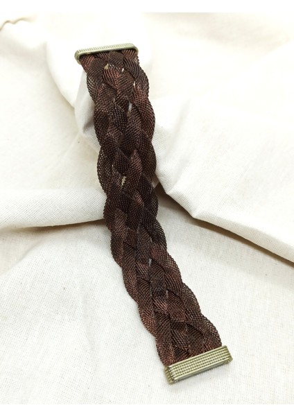 Bronz Kahverengi Zırh Örgü Kadın Bileklik