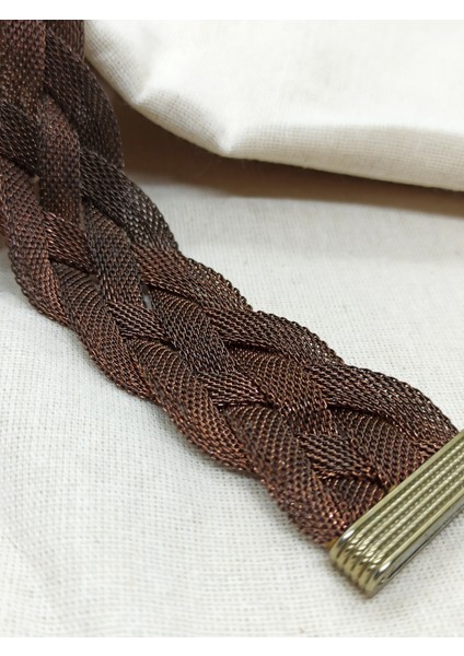 Bronz Kahverengi Zırh Örgü Kadın Bileklik