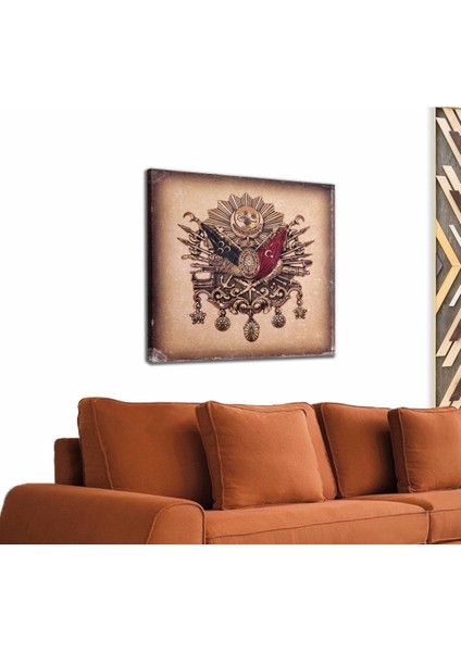 Renkli Osmanlı Tuğrası Dekoratif Kanvas Tablo, Şık ve Özgün Duvar Süsü