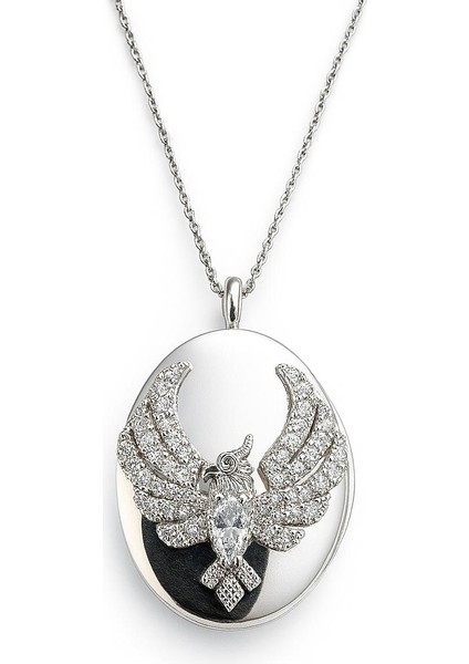 Alya Anka Kuşu Kapaklı Kolye 925 Ayar Gümüş Altın Kaplama