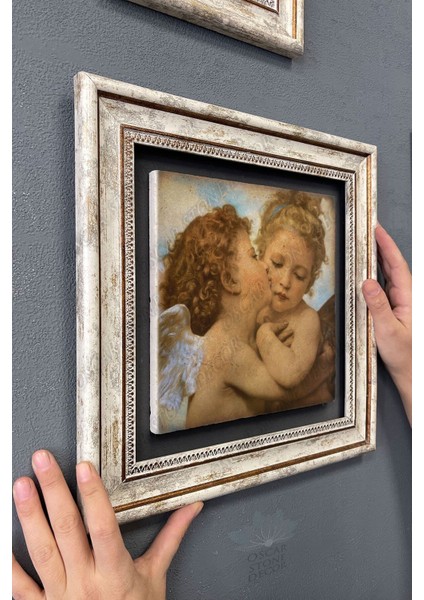 Renkli Taş Duvar Dekoru, 30X30 Cm, Bebek Meleği Temalı Çerçeveli Tablo modelleri