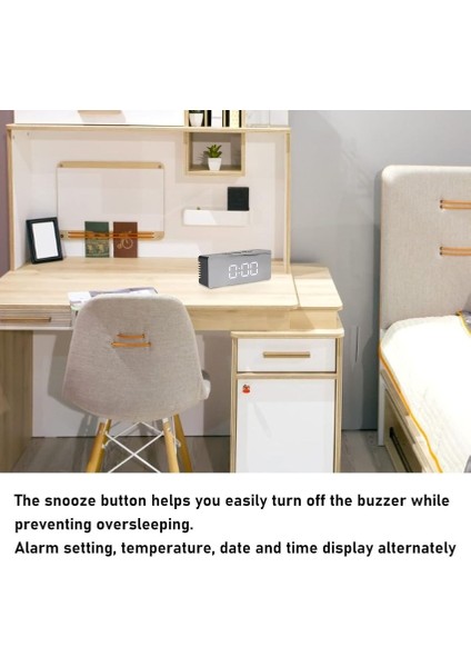 Aynalı Çalar Saat Alarm, Takvim, Sıcaklık Göstergeli, LED Dijital Masa Saati, Şık Görünüm fırsatları