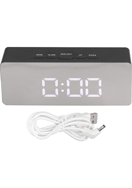 Aynalı Çalar Saat Alarm, Takvim, Sıcaklık Göstergeli, LED Dijital Masa Saati, Şık Görünüm