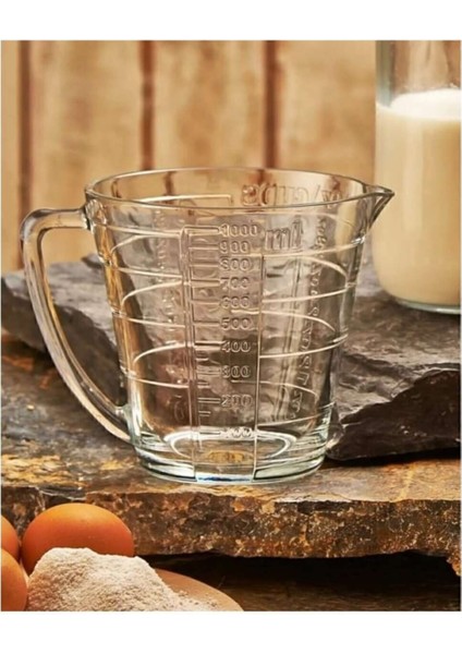 Ekru Kulplu Ölçü Kabı, 1130CC, Pratik ve Şık Mutfak Gereci