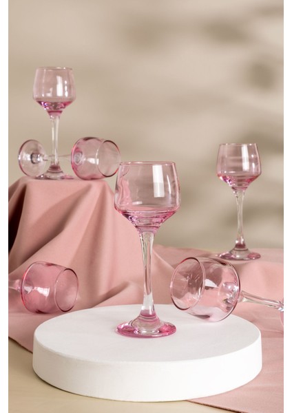 Pembe 6'lı Ayaklı Kahve Yanı Su Bardağı Seti 80 Cc, Zarif ve Şık Tasarım