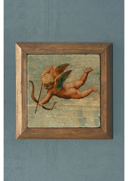 Turuncu Aşk Meleği Taş Tablo 28X28 Cm, Şık ve Doğal Dekoratif Parça