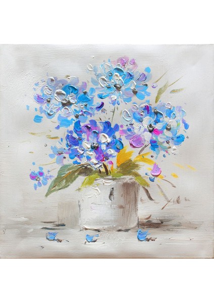 Mavi Mor Menekşe Kanvas Tablo 50X50 Cm, Şık ve Renkli Dekorasyon Parçası fiyatları