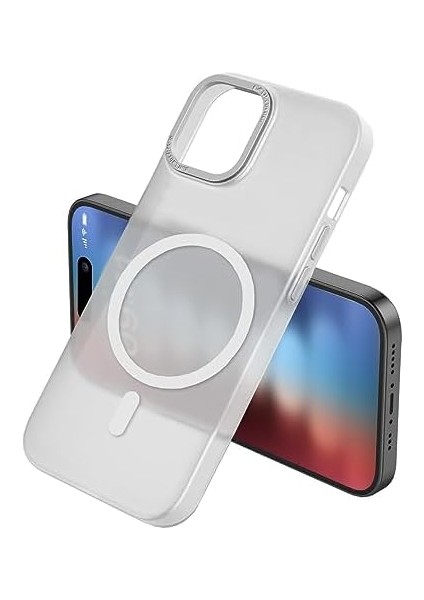 Labs iPhone 15 Taofit Manyetik Yarı Saydam Metal Çerçeveli Kılıf (Beyaz) modelleri