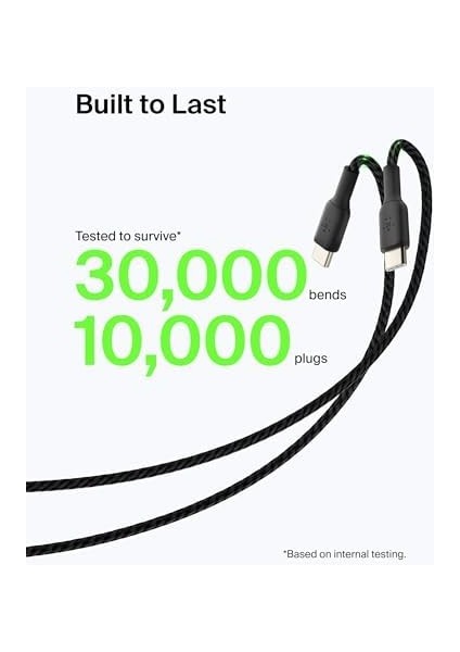 Örgülü Usb-C Kablosu (Boost Charge, NOTE10, S10, Pixel 4, iPad Pro, Nintendo Switch Için) 1 Metre, Siyah modelleri