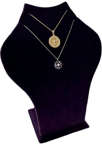 Mor Süet Kolye Gerdanlık Sergileme Mankeni, Şık ve Şık Tasarım.