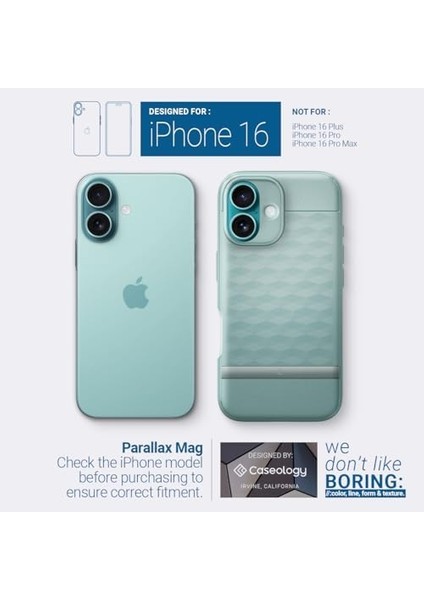 Caseology iPhone 16 Magsafe Kılıf Parallax Mag Hava Kanalı Teknolojisi™ Askeri Sınıf Koruma Sage Green 3 Boyutlu Tasarım Kapak - ACS08233 modelleri