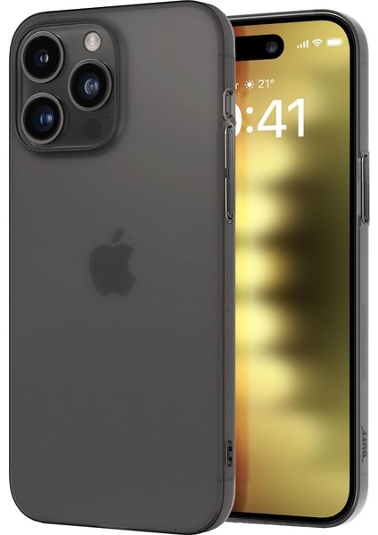 Labs Buff iPhone 15 Pro ile Uyumlu Slimfy Ince Saydam Kılıf (Siyah)