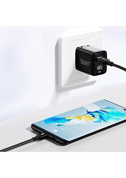 BL71 USB To Type-C 2.4A 1.2m Örgülü Data ve Şarj Kablosu (Siyah)