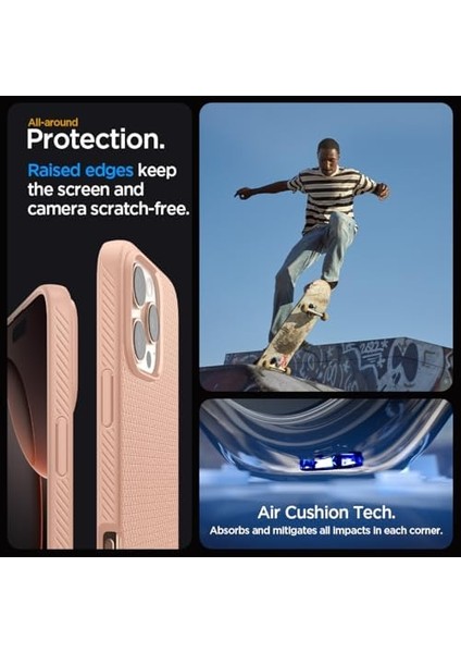 iPhone 16 Pro Max Ince Kılıf Liquid Air Hava Kanalı Teknolojisi™ Askeri Sınıf Koruma Rose Titanium Dokulu Yüzey Kapak - ACS08687 modelleri