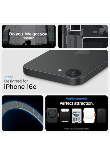 iPhone 16E Ince Magsafe Kılıf Ultra Hybrid Sararma Karşıtı Duraclear™ Hava Kanalı Teknolojisi™ Askeri Sınıf Koruma Magfit Zero One Black Tasarım Kapak - ACS09141 modelleri