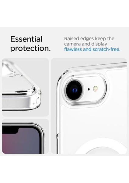 iPhone 16E Ince Magsafe Kılıf Ultra Hybrid Sararma Karşıtı Duraclear™ Hava Kanalı Teknolojisi™ Askeri Sınıf Koruma Magfit Clear White Şeffaf Kapak - ACS09139 modelleri