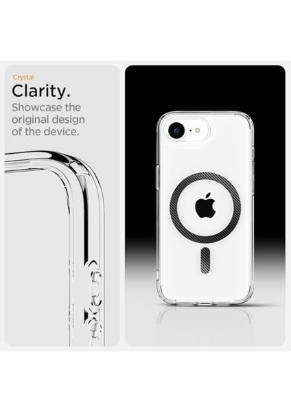 iPhone 16E Ince Magsafe Kılıf Ultra Hybrid Sararma Karşıtı Duraclear™ Hava Kanalı Teknolojisi™ Askeri Sınıf Koruma Magfit Clear Carbon Fiber Şeffaf Kapak - ACS09140 modelleri