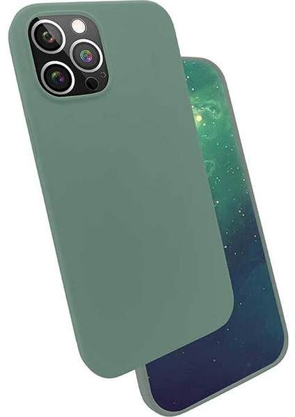 Apple Ile Uyumlu iPhone 12 Pro Max Kılıf Silk Silikon, Koyu Yeşil