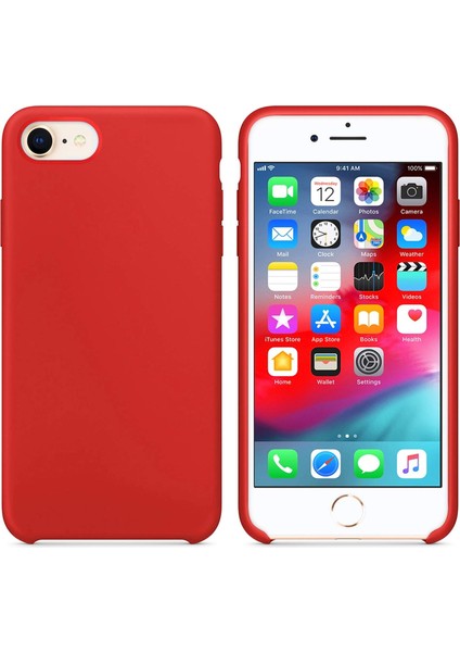 Apple iPhone 8 Için Kılıf Liquid Lansman Silikon Kırmızı [iphone 8 ile Uyumlu Kılıf - Kırmızı]