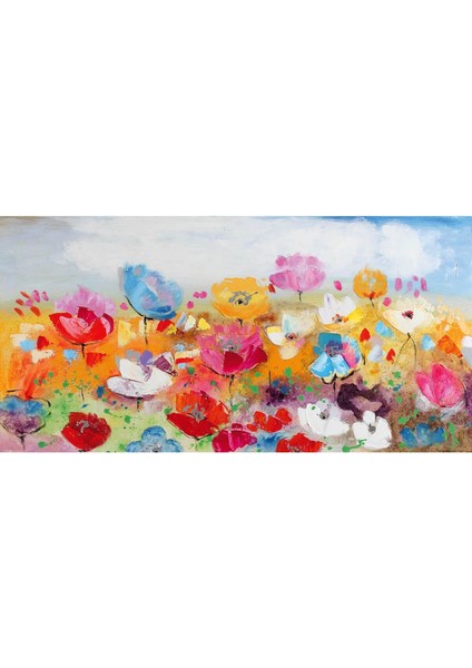 Renkli Çiçekler Kanvas Tablo 60X120 Cm, Canlı Dekoratif Duvar Sanatı fiyatları