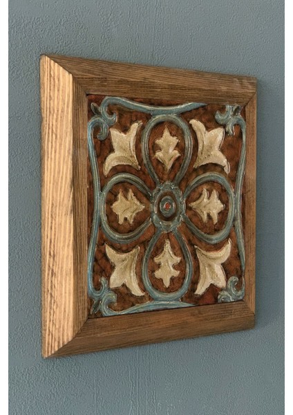 Turuncu Taş Tablo, Masif Çerçeve, 28X28 Cm, Duvar Dekoru fiyatları