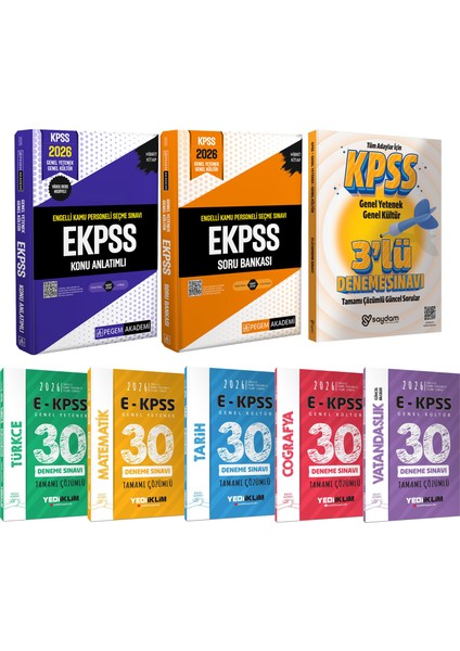 2026 E-Kpss(Ortaöğretim-Ön Lisans)Karma Set(Konu Anlatım-Soru Bankası-Tüm Dersler Çözümlü 30 Deneme)