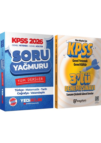2026 Kpss Genel Yetenek Genel Kültür Tüm Dersler Soru YAĞMURU(488 Sayfa)-Çözümlü 3 Deneme Hediye