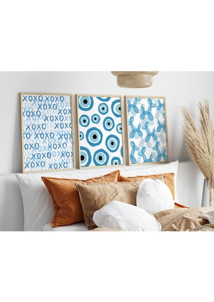 Ahşap 3'lü Soyut Dekoratif Duvar Tablo, Şık ve Modern Tasarım