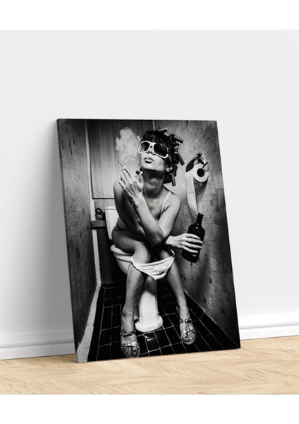 Renkli Tuvalet Hikayesi Sanatsal Kanvas Tablo, Şık ve Modern Dekoratif Sanat Eseri