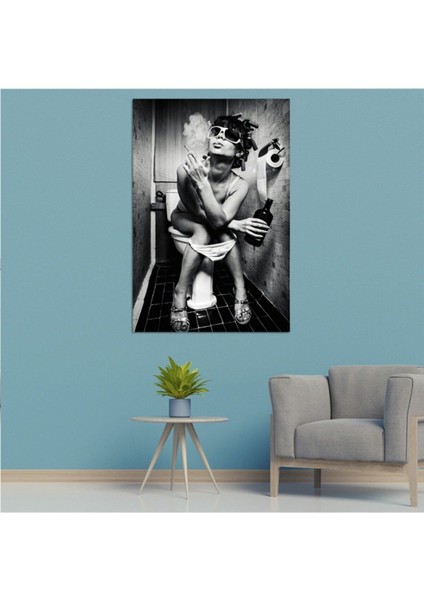 Renkli Tuvalet Hikayesi Sanatsal Kanvas Tablo, Şık ve Modern Dekoratif Sanat Eseri fiyatları