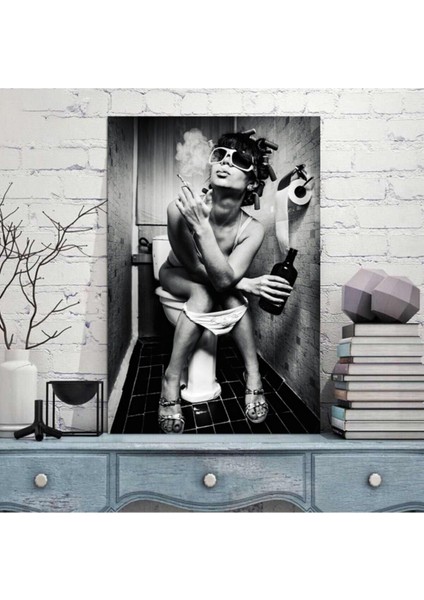 Renkli Tuvalet Hikayesi Sanatsal Kanvas Tablo, Şık ve Modern Dekoratif Sanat Eseri modelleri