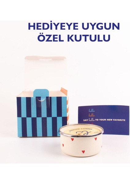 Bej Emaye Kaplı Vanilya Kokulu Soy Wax Mum 150 ml fiyatları
