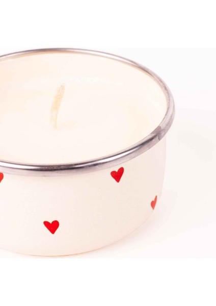 Bej Emaye Kaplı Vanilya Kokulu Soy Wax Mum 150 ml