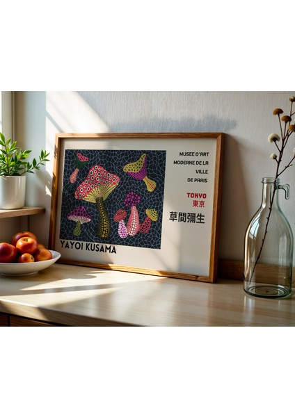 Kusama Mantar Evreni – Illüstrasyon Poster - Curated By Push - Çerçevesiz modelleri