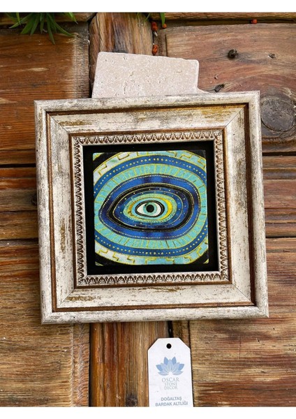 Renkli 3'lü Taş Duvar Dekoru Seti, 20X20CM, Fil, Nazar Göz, Kuş Detayları fırsatları