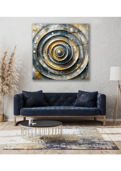 Yeşil Soyut Kozmik Yuvarlak ve Kare Cam Tablo, Modern Ev ve Ofis Dekoru Için Büyük Duvar Süsü