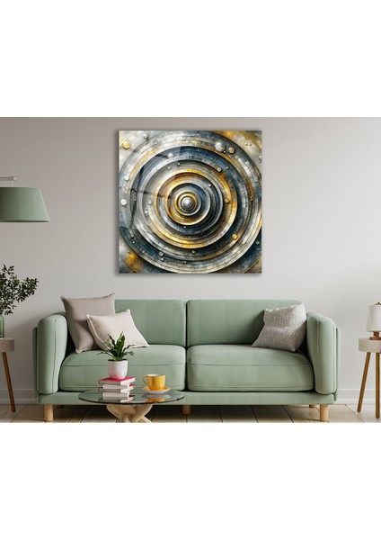 Yeşil Soyut Kozmik Yuvarlak ve Kare Cam Tablo, Modern Ev ve Ofis Dekoru Için Büyük Duvar Süsü fiyatları