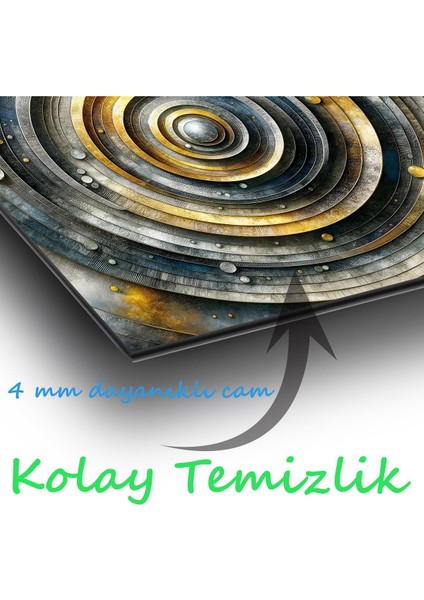 Yeşil Soyut Kozmik Yuvarlak ve Kare Cam Tablo, Modern Ev ve Ofis Dekoru Için Büyük Duvar Süsü modelleri