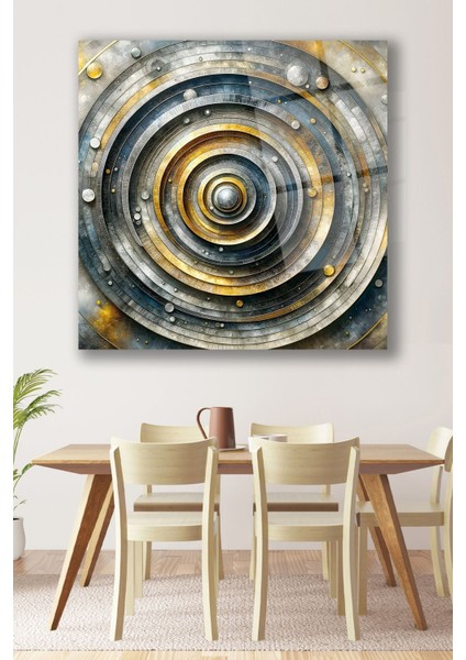 Yeşil Soyut Kozmik Yuvarlak ve Kare Cam Tablo, Modern Ev ve Ofis Dekoru Için Büyük Duvar Süsü fırsatları