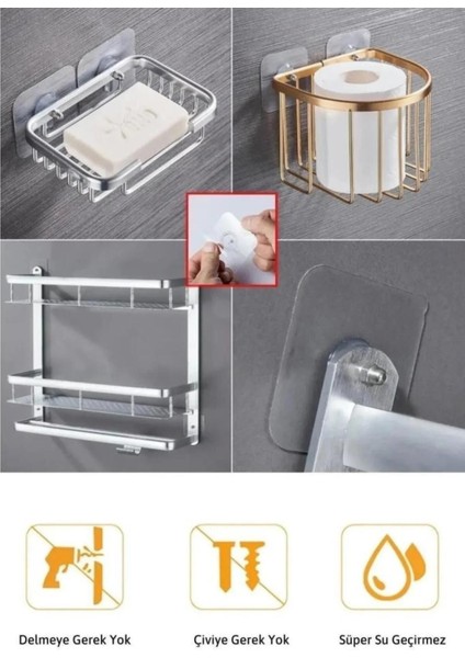 Delmeden Kendinden Yapışkanlı Güçlü Vidalı Montaj Aparatı Tablo Askısı Banyo Askısı Raf Askısı 2ADET fırsatları