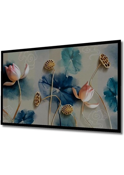 Turkuaz ve Pembe 3 Boyutlu Çiçekli Ahşap Yatay Duvar Dekoru indirimleri