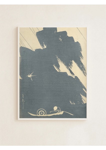 Swallow & Oarsman Japon Minimalizmi – Illüstrasyon Poster - Curated By Push - Çerçevesiz