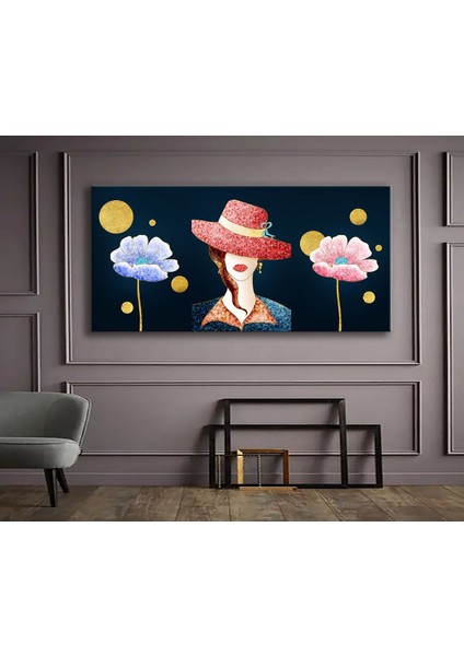 Renkli Soyut Kadın ve Çiçek Temalı Kanvas Tablo, Ev Dekorasyonu Için Şık Seçenek
