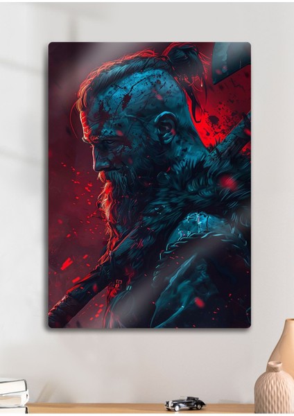 Ragnar Lodbrok, Vikings Temalı Renkli Parlak Metal Baskı Tablo