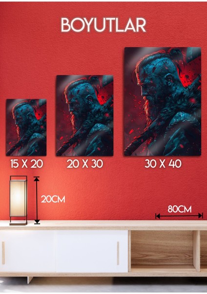 Ragnar Lodbrok, Vikings Temalı Renkli Parlak Metal Baskı Tablo fırsatları