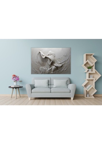 Beyaz Yanılsama Duvar Resmi Tek Parça Cotton Canvas Tablo