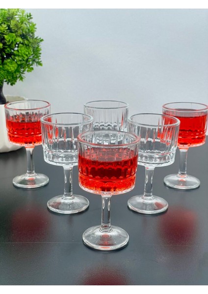 6 Kişilik Cam Ayaklı Çizgili Kahve Yanı Bardağı, 50ML, Beyaz, Şık ve Zarif Tasarım fiyatları