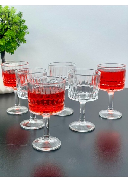 6 Kişilik Cam Ayaklı Çizgili Kahve Yanı Bardağı, 50ML, Beyaz, Şık ve Zarif Tasarım modelleri