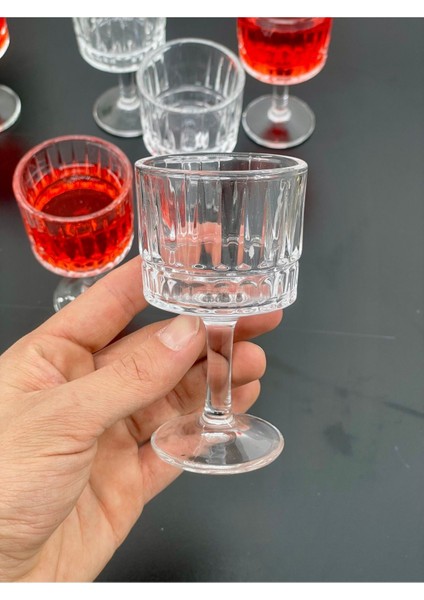 6 Kişilik Cam Ayaklı Çizgili Kahve Yanı Bardağı, 50ML, Beyaz, Şık ve Zarif Tasarım fırsatları