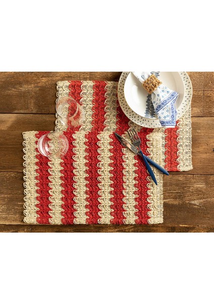 2'li Amerikan Servis Kırmızı 30X45 Cm, Şık ve Kullanışlı Masa Dekoru